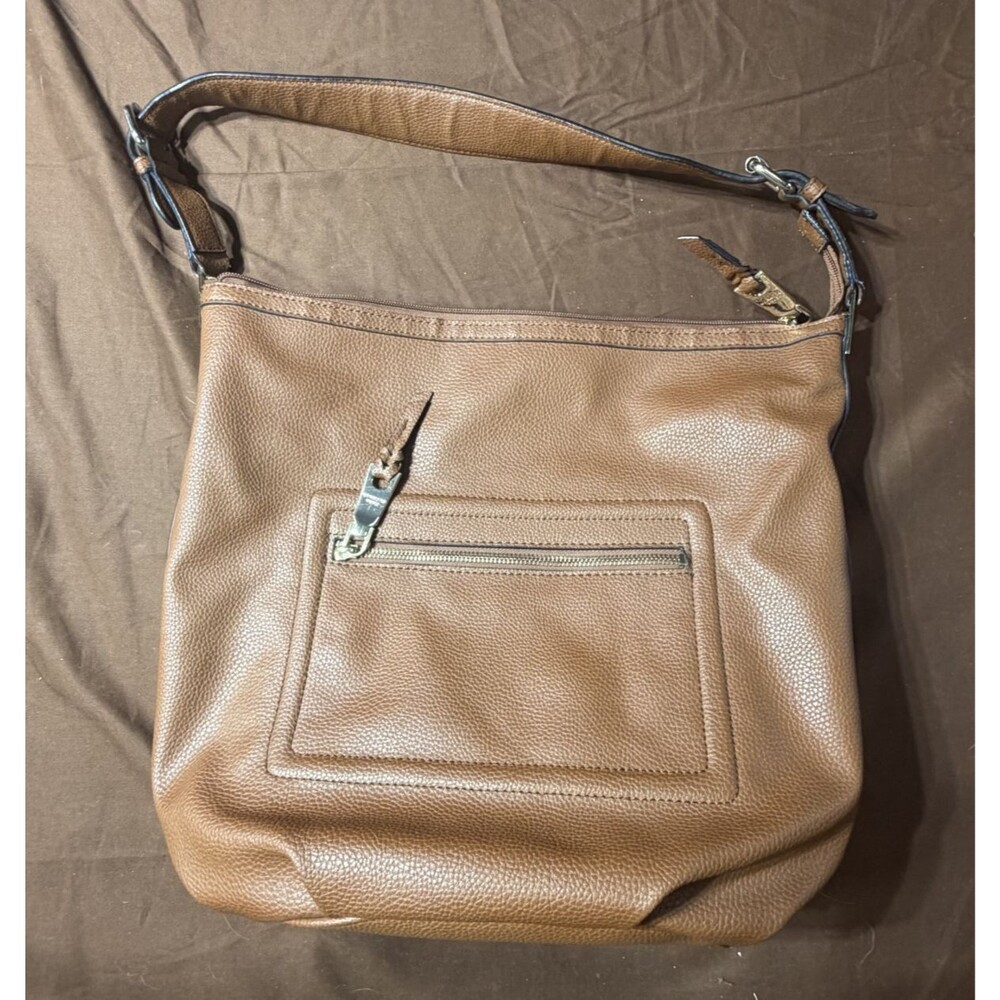 Dana Buchman Women's Brown Shoulder Bag Medium Zip Front Chain Strap
